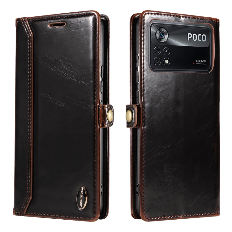For Xiaomi Poco X4 Pro 5G GQUTROBE RFID Blocking Oil Wax Leather Phone Case