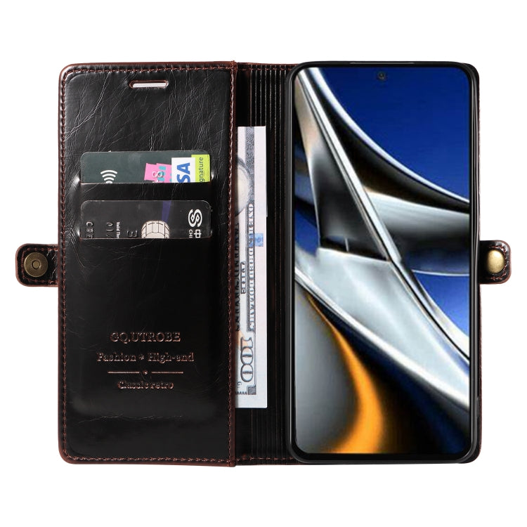 For Xiaomi Poco X4 Pro 5G GQUTROBE RFID Blocking Oil Wax Leather Phone Case