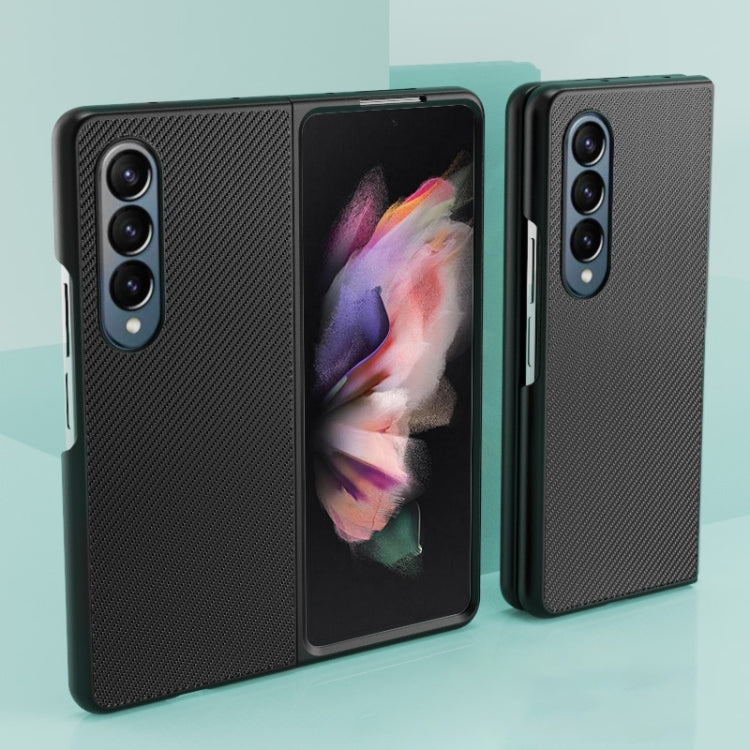 For Samsung Galaxy Z Fold3 5G Skin Leather Folded Phone Case(Carbon Fiber)