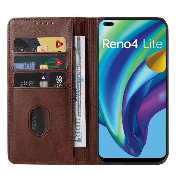 For OPPO Reno4 Lite Magnetic Closure Leather Phone Case