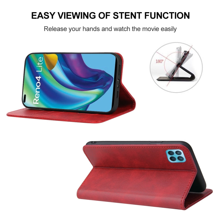 For OPPO Reno4 Lite Magnetic Closure Leather Phone Case