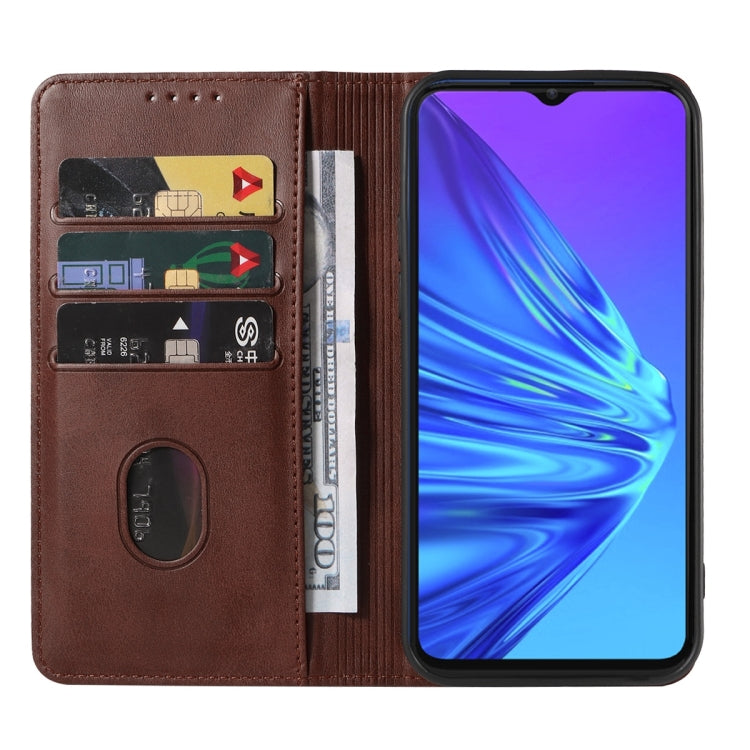 For Realme 5 / 5i / 5s / 6i / Narzo 20A Magnetic Closure Leather Phone Case