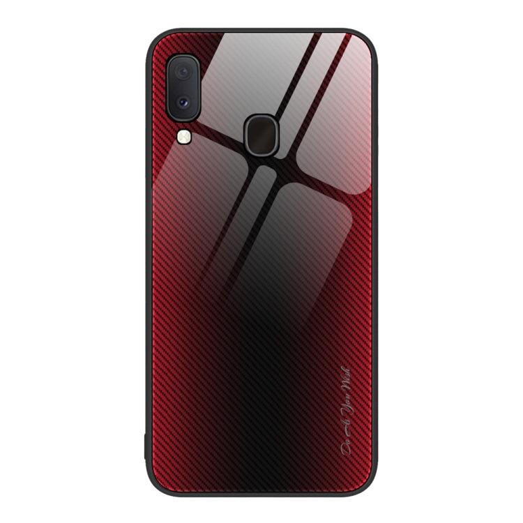 For Samsung Galaxy A20e Texture Gradient Glass TPU Phone Case