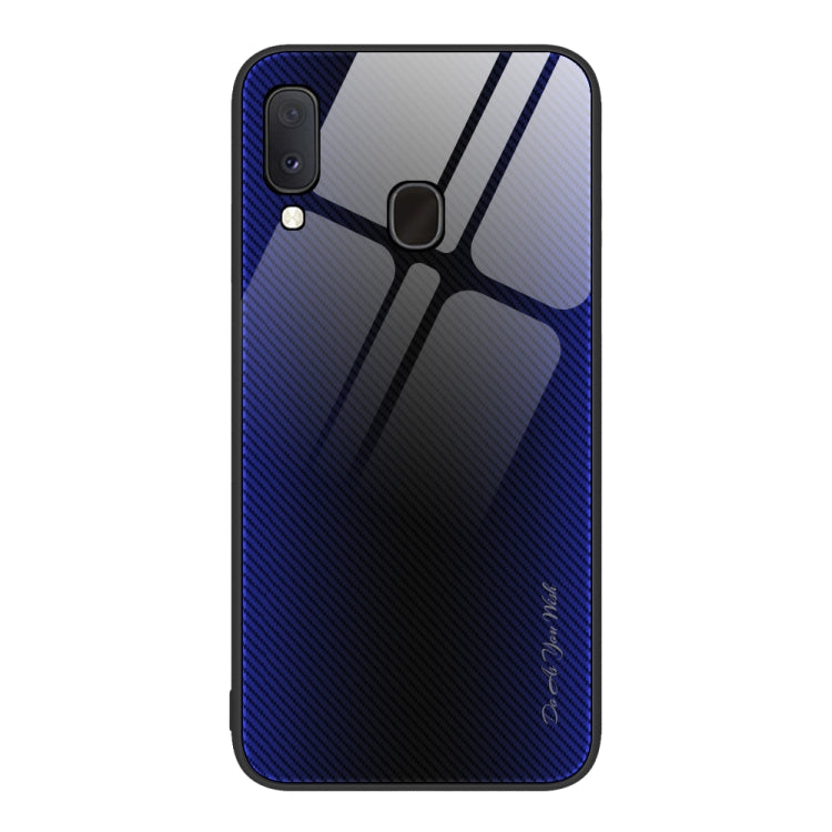 For Samsung Galaxy A20e Texture Gradient Glass TPU Phone Case