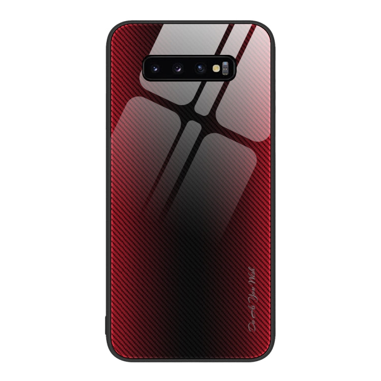 For Samsung Galaxy S10+ Texture Gradient Glass TPU Phone Case