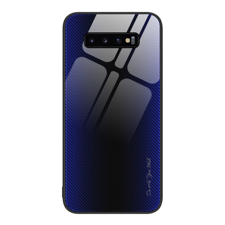 For Samsung Galaxy S10+ Texture Gradient Glass TPU Phone Case