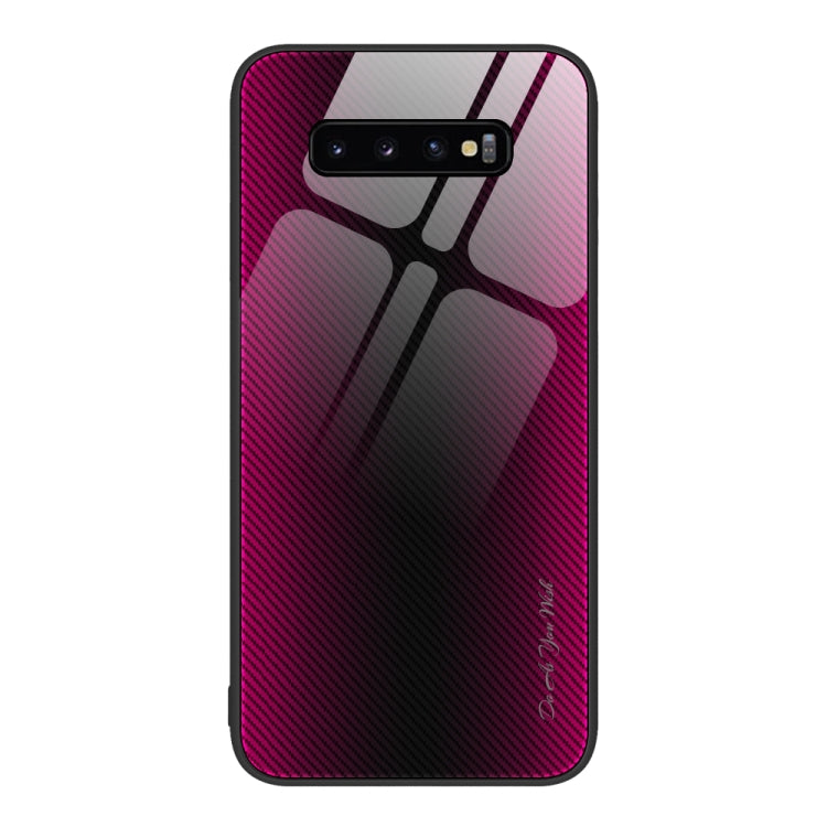 For Samsung Galaxy S10+ Texture Gradient Glass TPU Phone Case