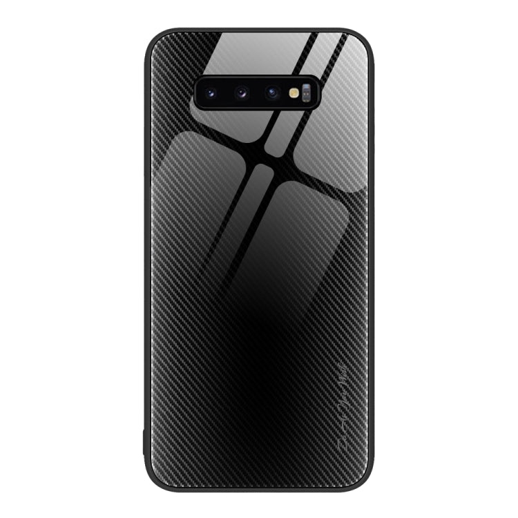 For Samsung Galaxy S10+ Texture Gradient Glass TPU Phone Case