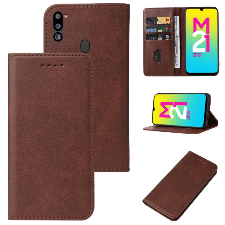 For Samsung Galaxy M21 2021 Magnetic Closure Leather Phone Case