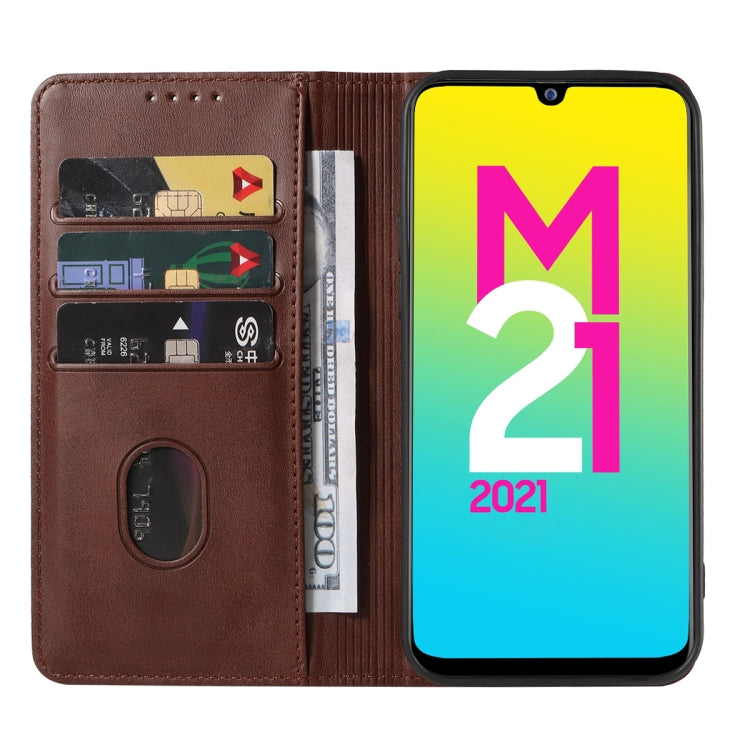 For Samsung Galaxy M21 2021 Magnetic Closure Leather Phone Case