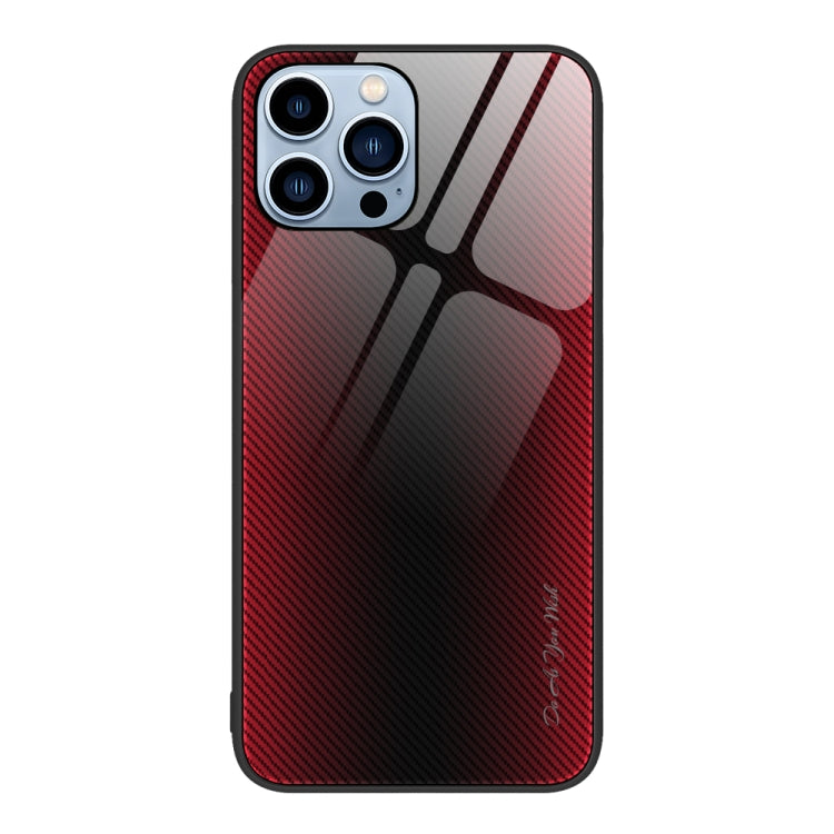 For iPhone 13 Pro Max Texture Gradient Glass TPU Phone Case