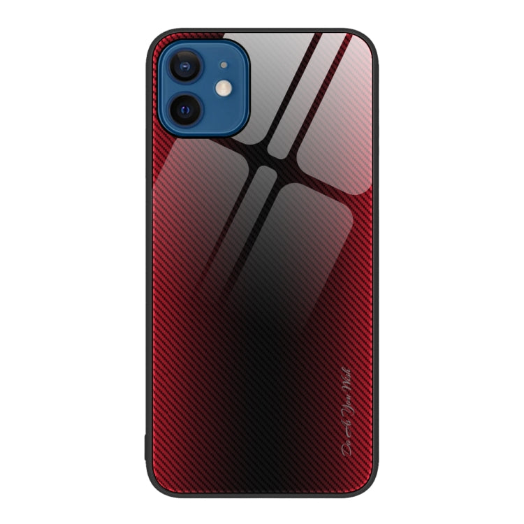 For iPhone 12 / 12 Pro Texture Gradient Glass TPU Phone Case