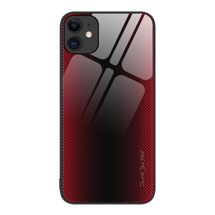 For iPhone 11 Texture Gradient Glass TPU Phone Case