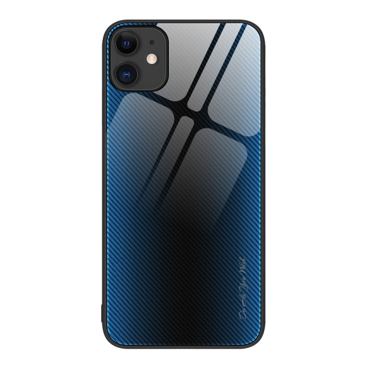 For iPhone 11 Texture Gradient Glass TPU Phone Case