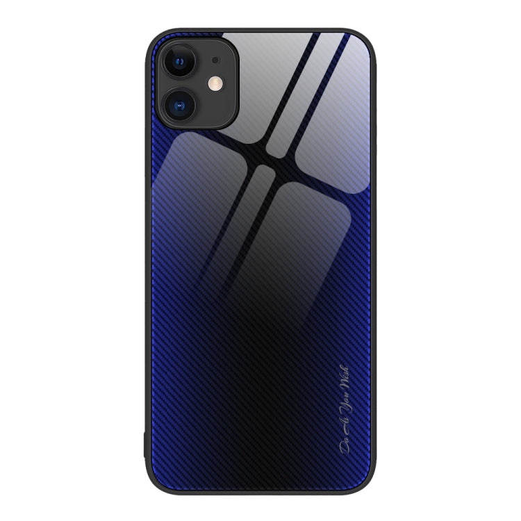 For iPhone 11 Texture Gradient Glass TPU Phone Case