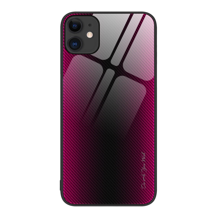 For iPhone 11 Texture Gradient Glass TPU Phone Case
