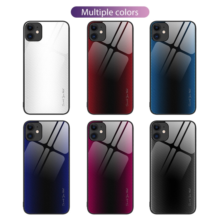 For iPhone 11 Texture Gradient Glass TPU Phone Case