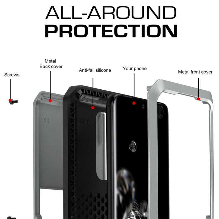 For Galaxy S20 Ultra Shockproof Life Waterproof Silicone + Zinc Alloy Protective Case