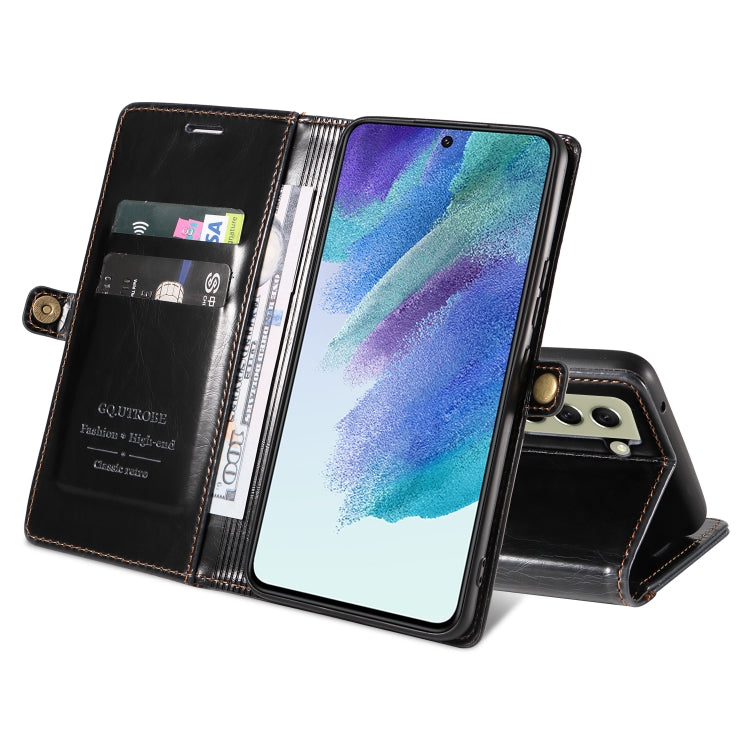 For Samsung Galaxy S22 5G GQUTROBE RFID Blocking Oil Wax Leather Phone Case
