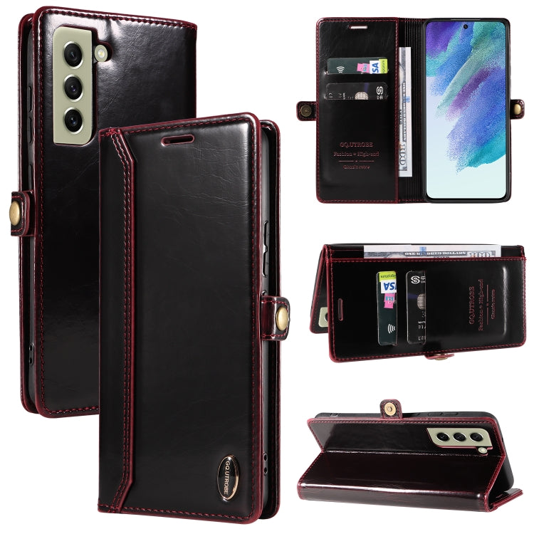 For Samsung Galaxy S22+ 5G GQUTROBE RFID Blocking Oil Wax Leather Phone Case