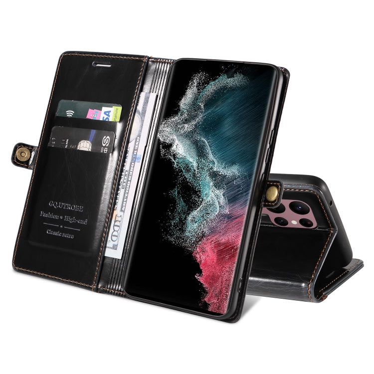 For Samsung Galaxy S22 Ultra 5G GQUTROBE RFID Blocking Oil Wax Leather Phone Case
