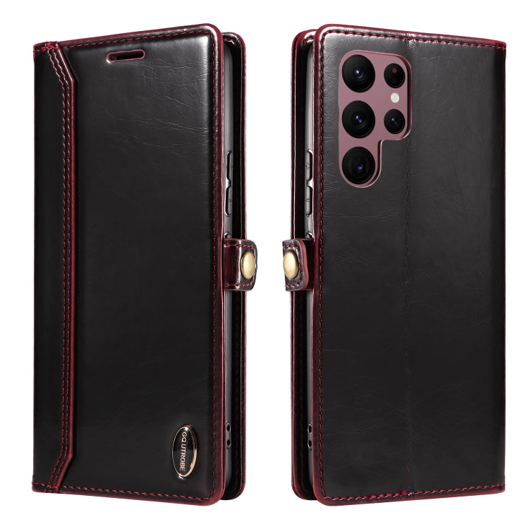 For Samsung Galaxy S22 Ultra 5G GQUTROBE RFID Blocking Oil Wax Leather Phone Case