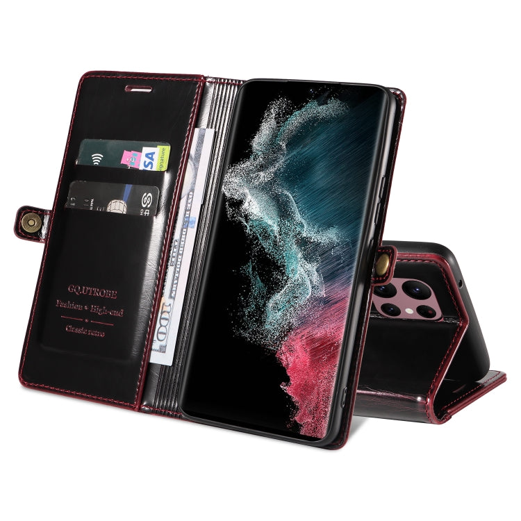 For Samsung Galaxy S22 Ultra 5G GQUTROBE RFID Blocking Oil Wax Leather Phone Case
