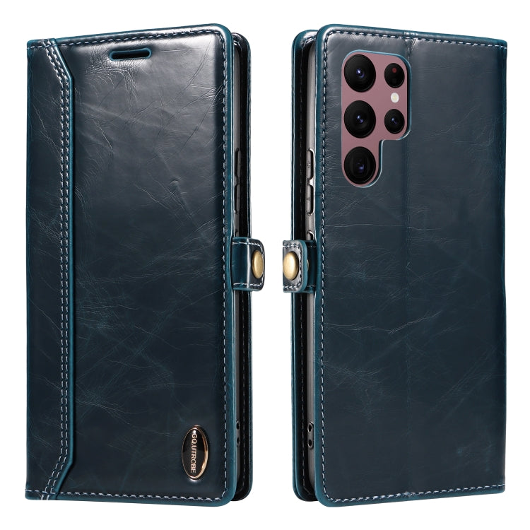 For Samsung Galaxy S22 Ultra 5G GQUTROBE RFID Blocking Oil Wax Leather Phone Case