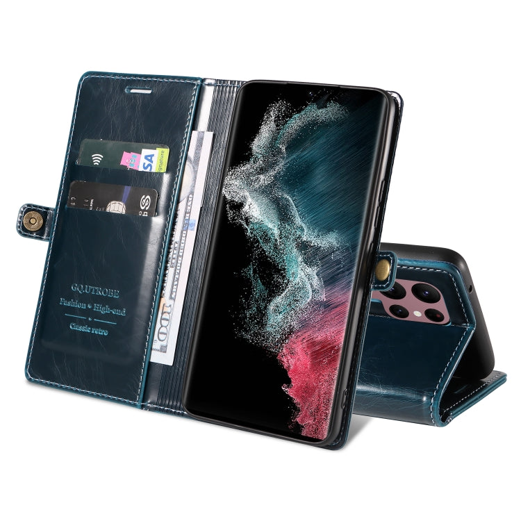For Samsung Galaxy S22 Ultra 5G GQUTROBE RFID Blocking Oil Wax Leather Phone Case