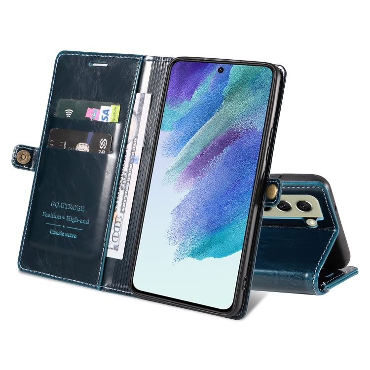 For Samsung Galaxy S21 5G GQUTROBE RFID Blocking Oil Wax Leather Phone Case