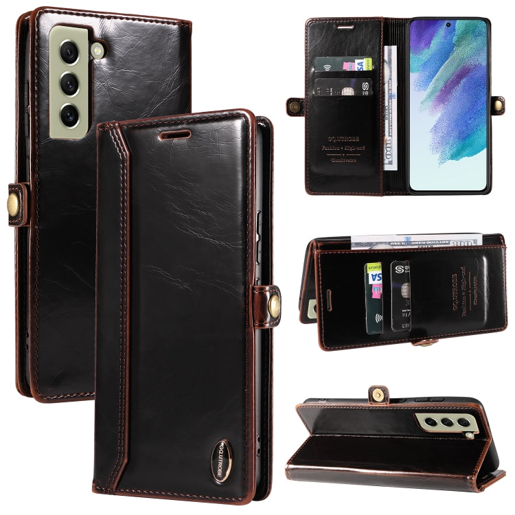 For Samsung Galaxy S21+ 5G GQUTROBE RFID Blocking Oil Wax Leather Phone Case
