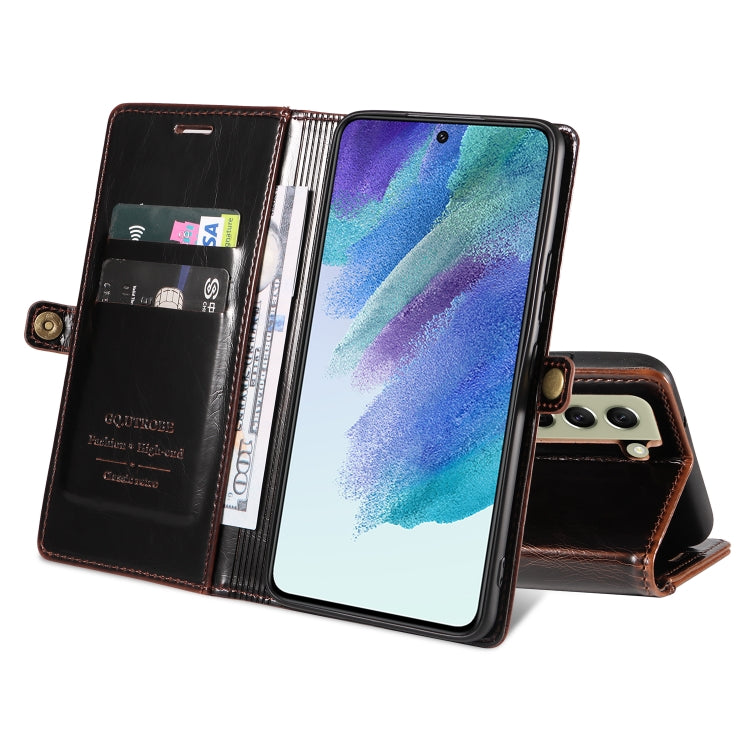 For Samsung Galaxy S21+ 5G GQUTROBE RFID Blocking Oil Wax Leather Phone Case