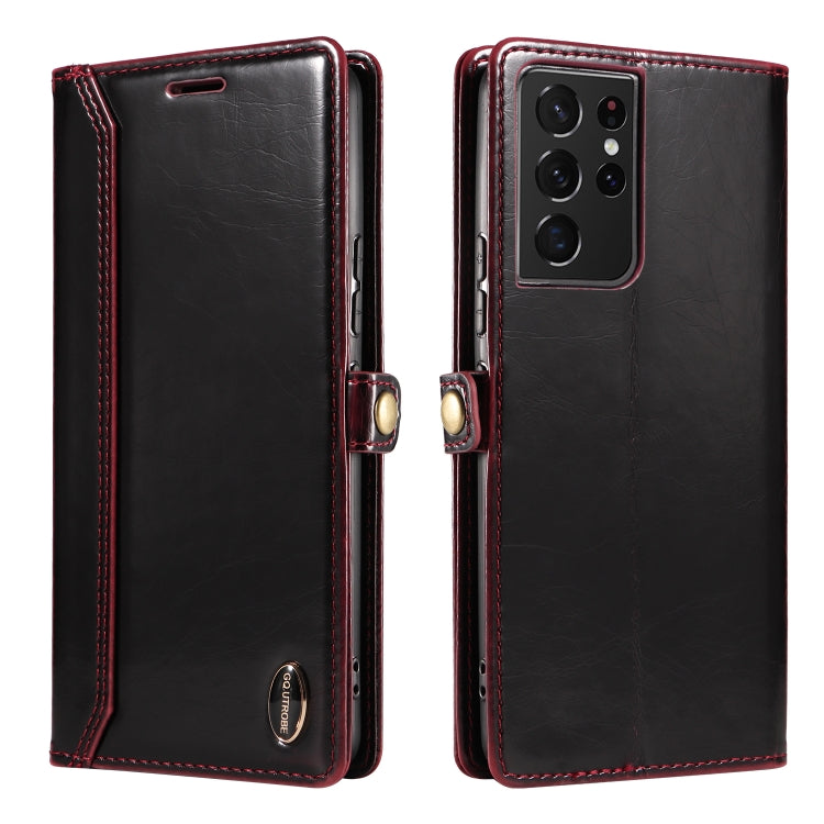 For Samsung Galaxy S21 Ultra 5G GQUTROBE RFID Blocking Oil Wax Leather Phone Case
