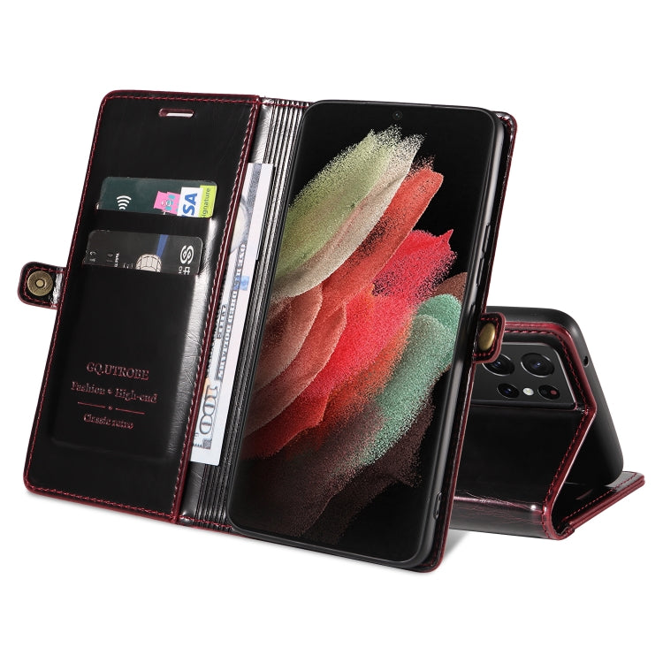 For Samsung Galaxy S21 Ultra 5G GQUTROBE RFID Blocking Oil Wax Leather Phone Case