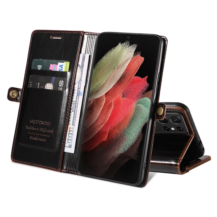 For Samsung Galaxy S21 Ultra 5G GQUTROBE RFID Blocking Oil Wax Leather Phone Case