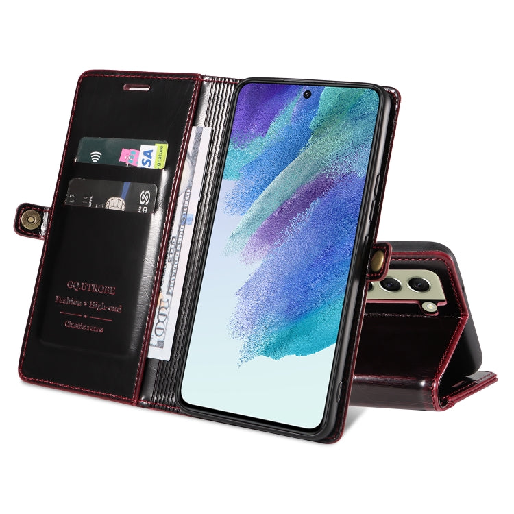 For Samsung Galaxy S21 FE 5G GQUTROBE RFID Blocking Oil Wax Leather Phone Case