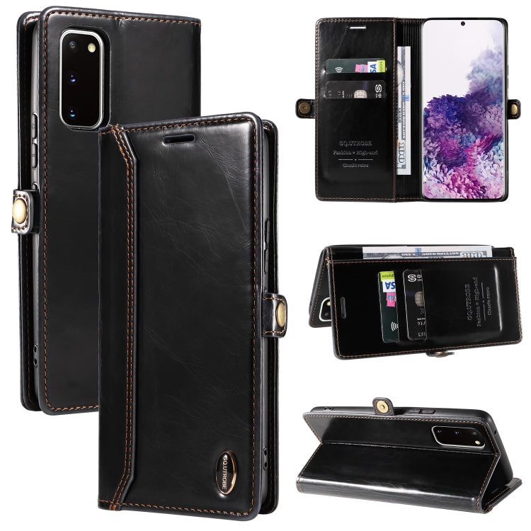 For Samsung Galaxy S20 GQUTROBE RFID Blocking Oil Wax Leather Phone Case