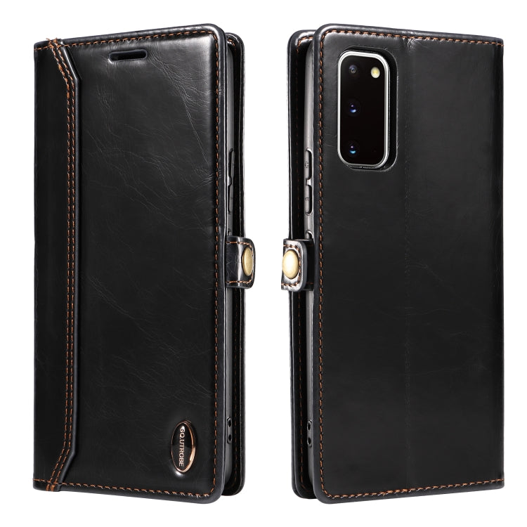 For Samsung Galaxy S20 GQUTROBE RFID Blocking Oil Wax Leather Phone Case