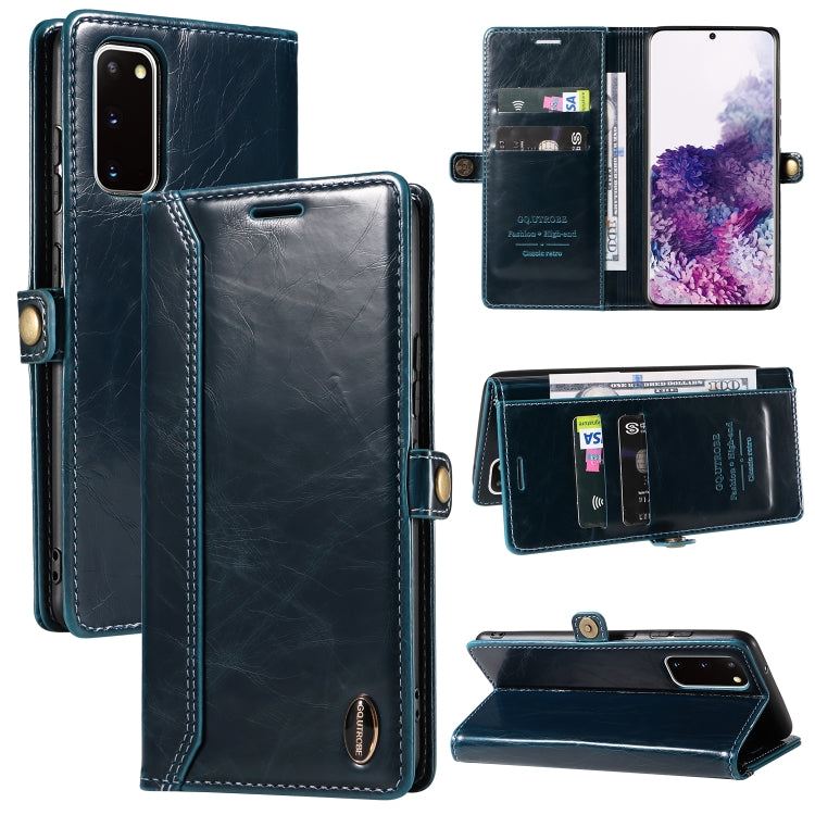 For Samsung Galaxy S20 GQUTROBE RFID Blocking Oil Wax Leather Phone Case