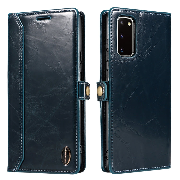 For Samsung Galaxy S20 GQUTROBE RFID Blocking Oil Wax Leather Phone Case