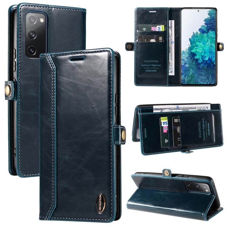 For Samsung Galaxy S20 FE / S20 FE 5G GQUTROBE RFID Blocking Oil Wax Leather Phone Case