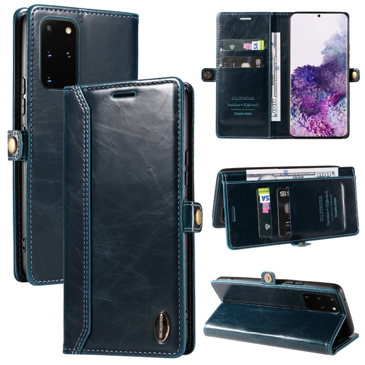 For Samsung Galaxy S20+ GQUTROBE RFID Blocking Oil Wax Leather Phone Case