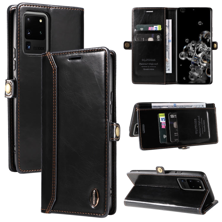 For Samsung Galaxy S20 Ultra GQUTROBE RFID Blocking Oil Wax Leather Phone Case