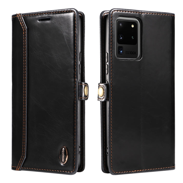 For Samsung Galaxy S20 Ultra GQUTROBE RFID Blocking Oil Wax Leather Phone Case