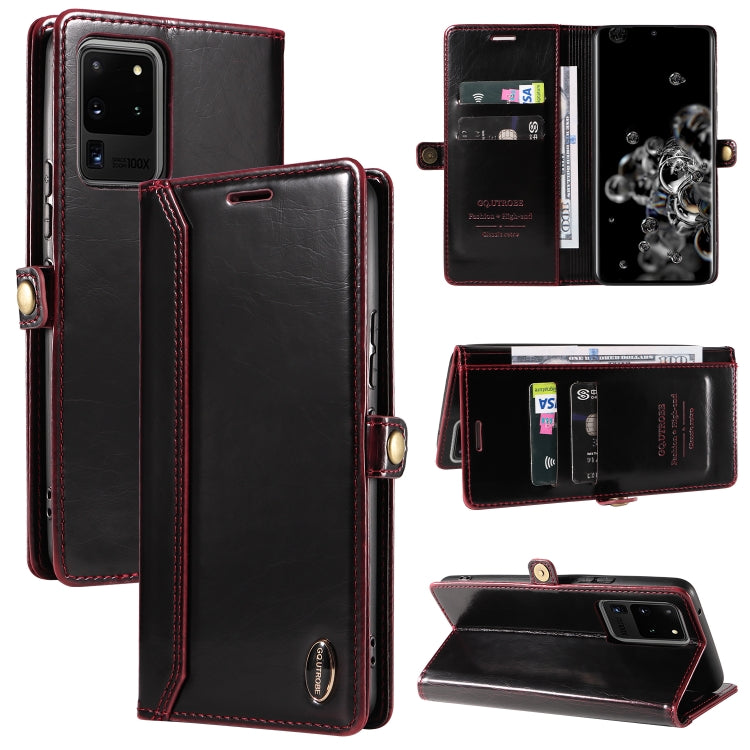 For Samsung Galaxy S20 Ultra GQUTROBE RFID Blocking Oil Wax Leather Phone Case