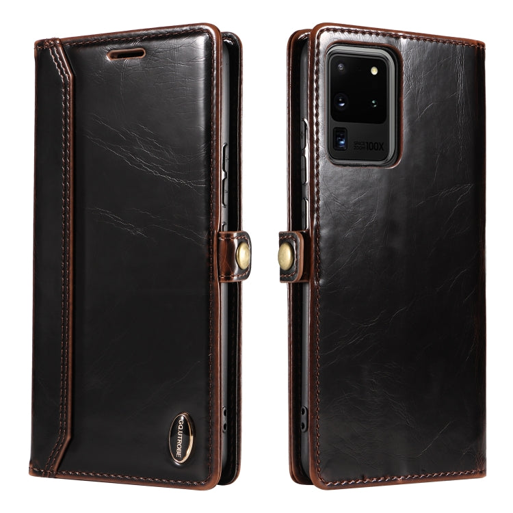 For Samsung Galaxy S20 Ultra GQUTROBE RFID Blocking Oil Wax Leather Phone Case