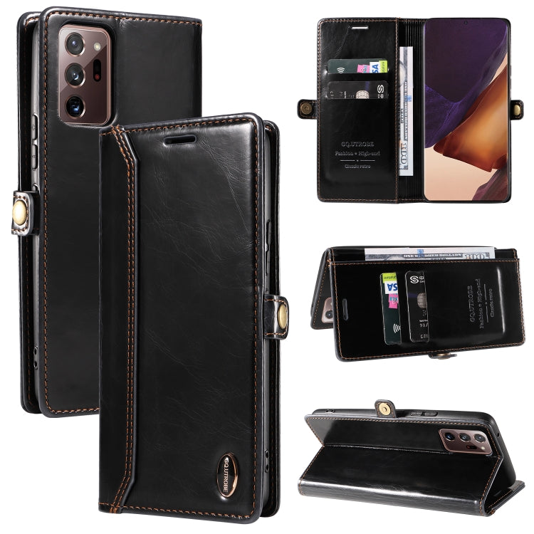 For Samsung Galaxy Note20 GQUTROBE RFID Blocking Oil Wax Leather Phone Case