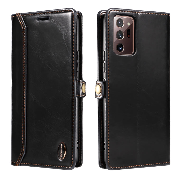 For Samsung Galaxy Note20 GQUTROBE RFID Blocking Oil Wax Leather Phone Case
