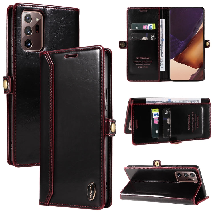 For Samsung Galaxy Note20 GQUTROBE RFID Blocking Oil Wax Leather Phone Case