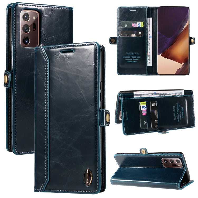 For Samsung Galaxy Note20 GQUTROBE RFID Blocking Oil Wax Leather Phone Case